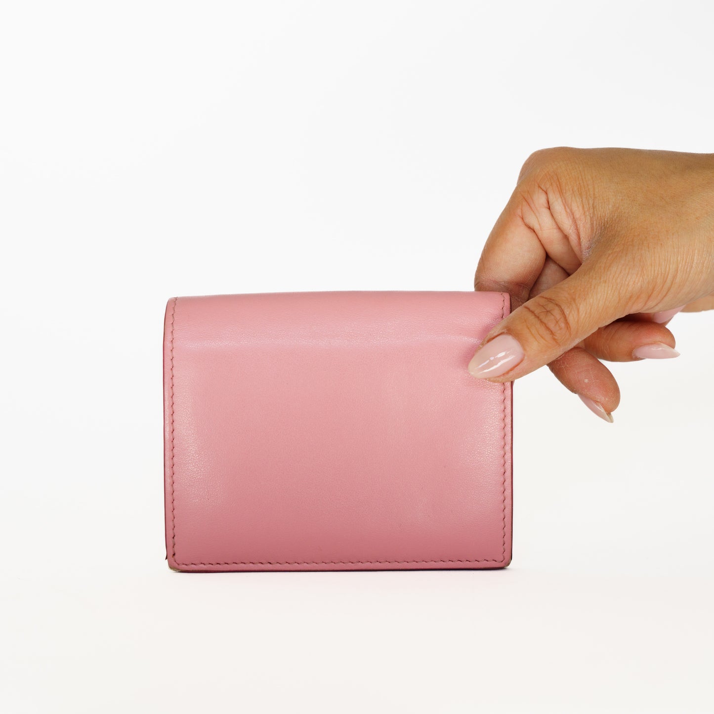 Miu Miu Card Holder Bifold in Pink with a Bow 250925B227