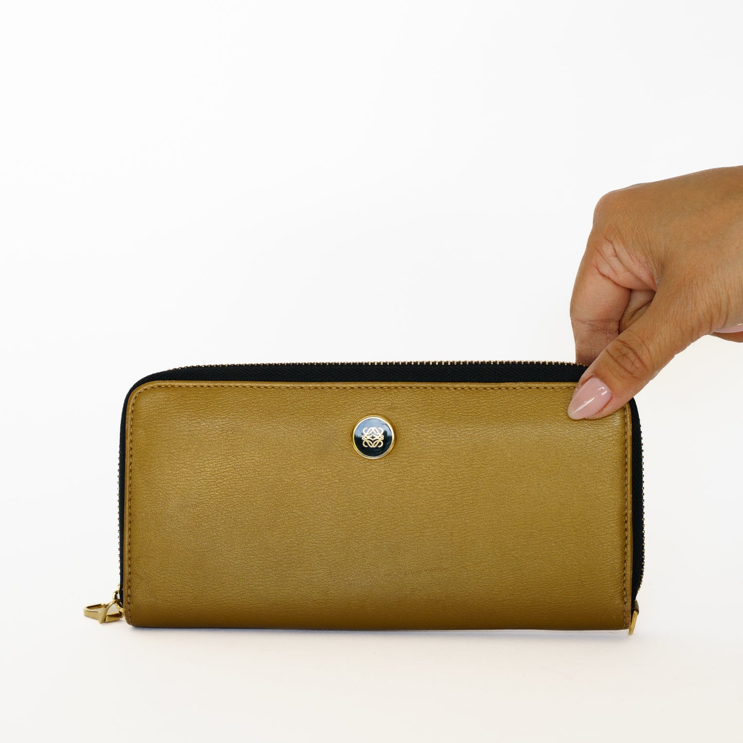 Loewe Zippy Anagram Wallet in Gold Leather 250925B237