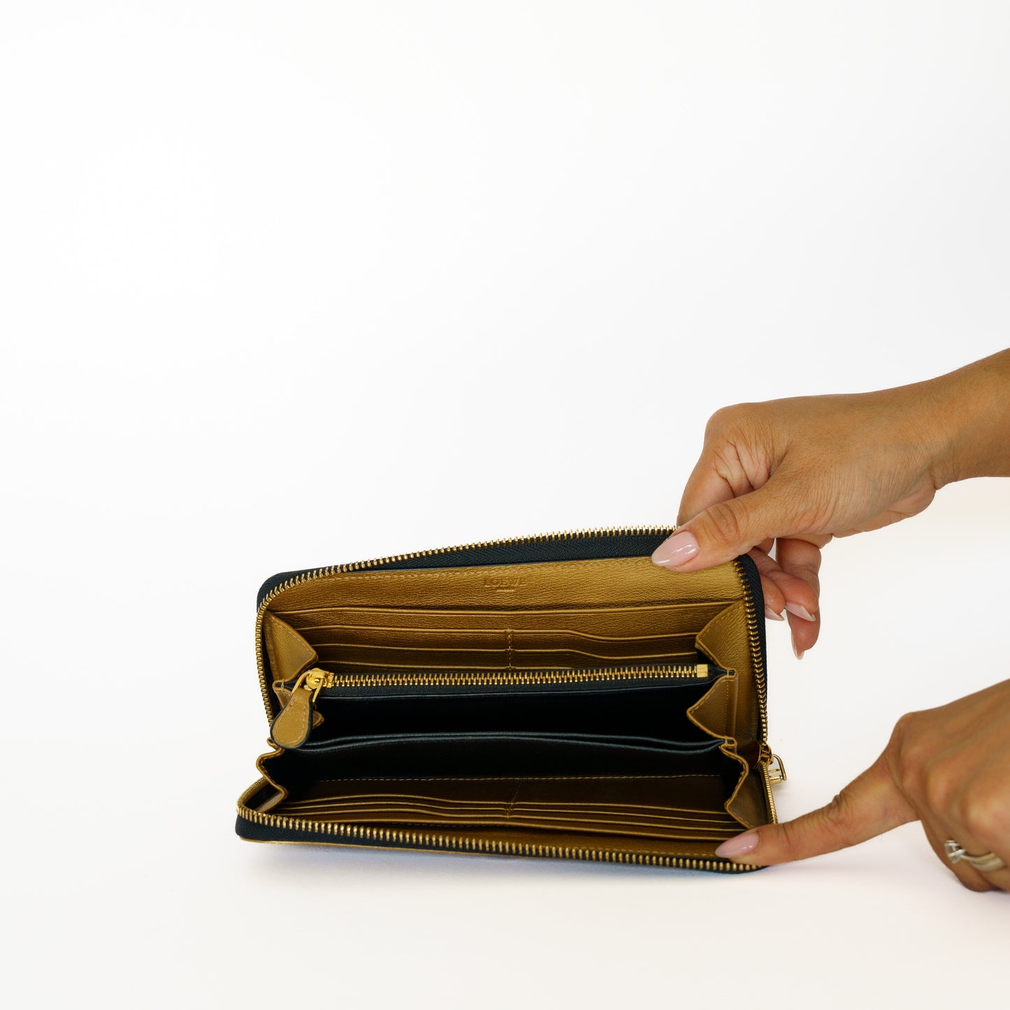 Loewe Zippy Anagram Wallet in Gold Leather 250925B237