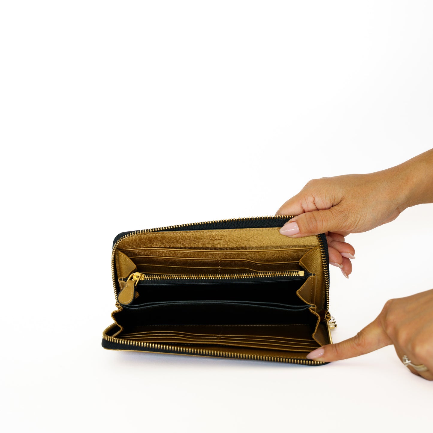 Loewe Zippy Anagram Wallet in Gold Leather 250925B237