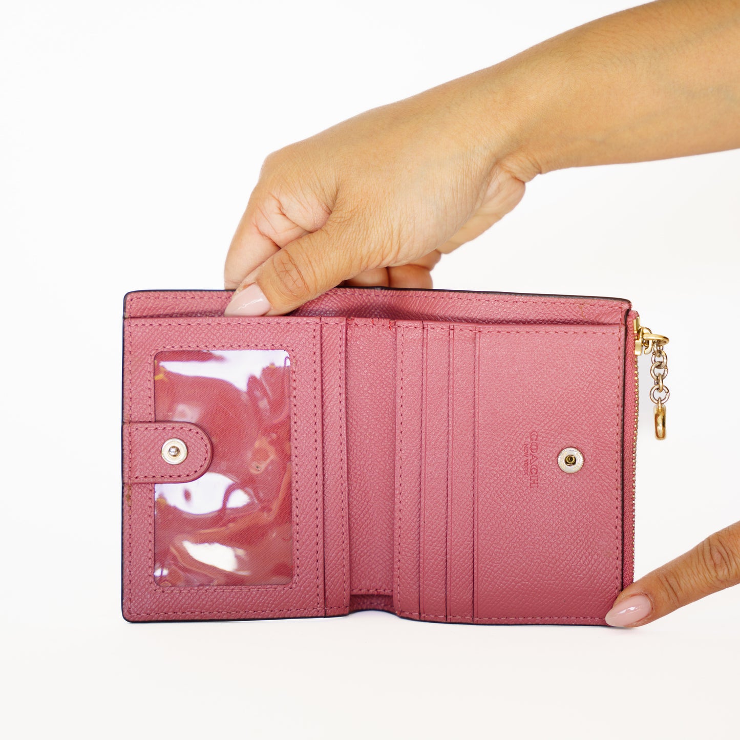 Coach Card ID Bifold Wallet in Dark Pink 250925B243