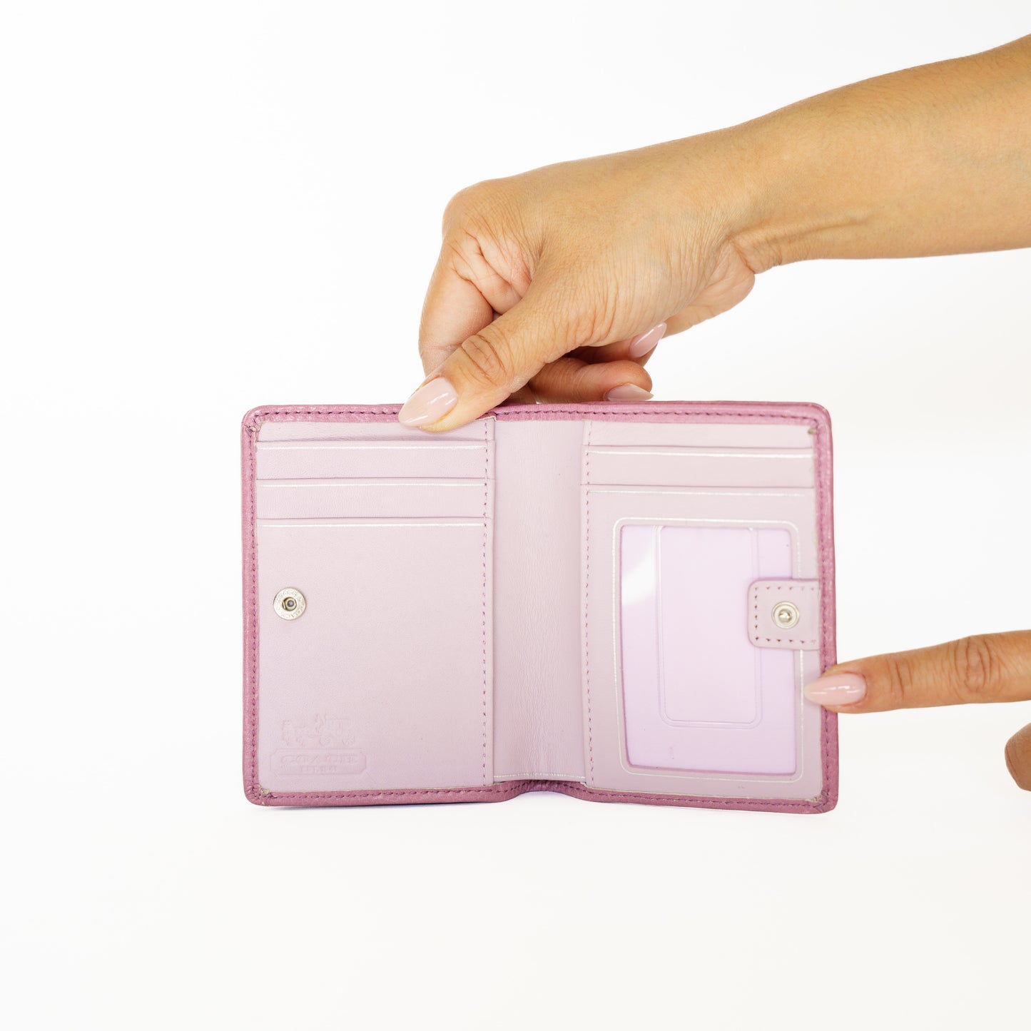 Coach Card Holder in Canvas with Lilac Leathe Trim