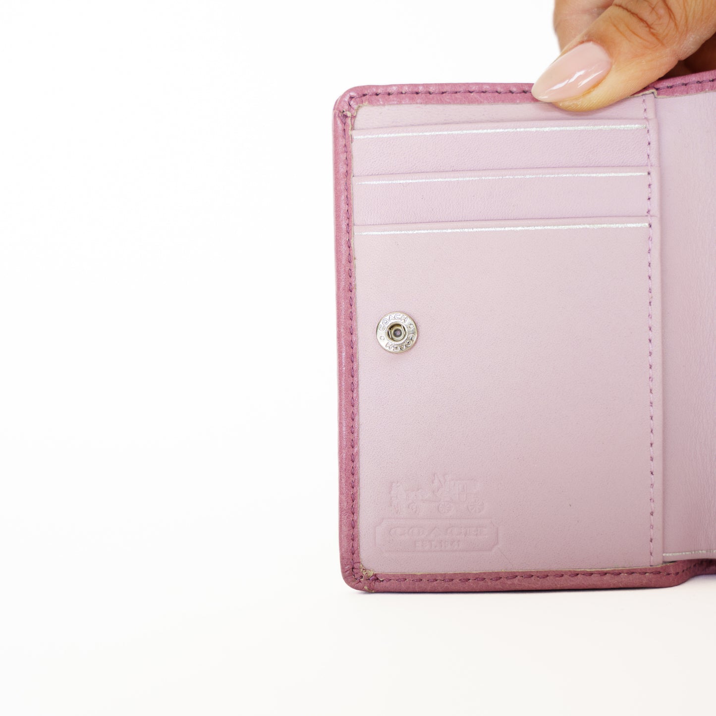Coach Card Holder in Canvas with Lilac Leathe Trim