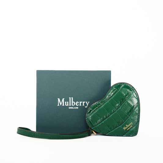 Mulberry Green Croc Heart Zippy Purse
