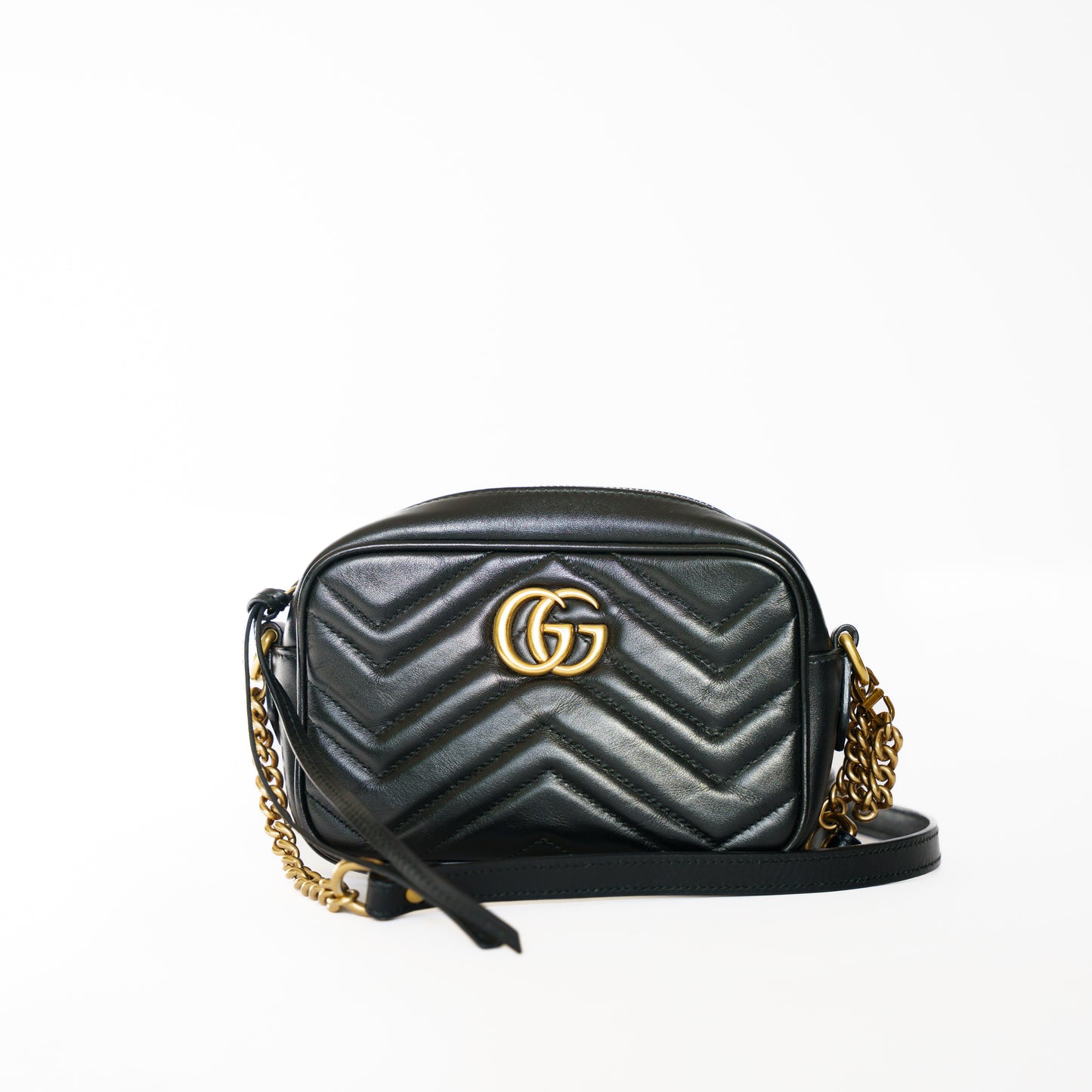 Gucc Mini i Marmont  Camera Bag in Black Leather