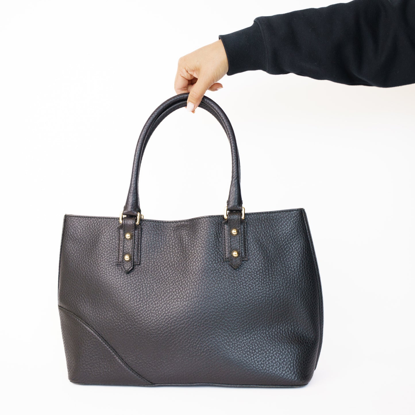 Gucci Horsebit Hasler Tote Bag in Black Grained Leather 290126B09