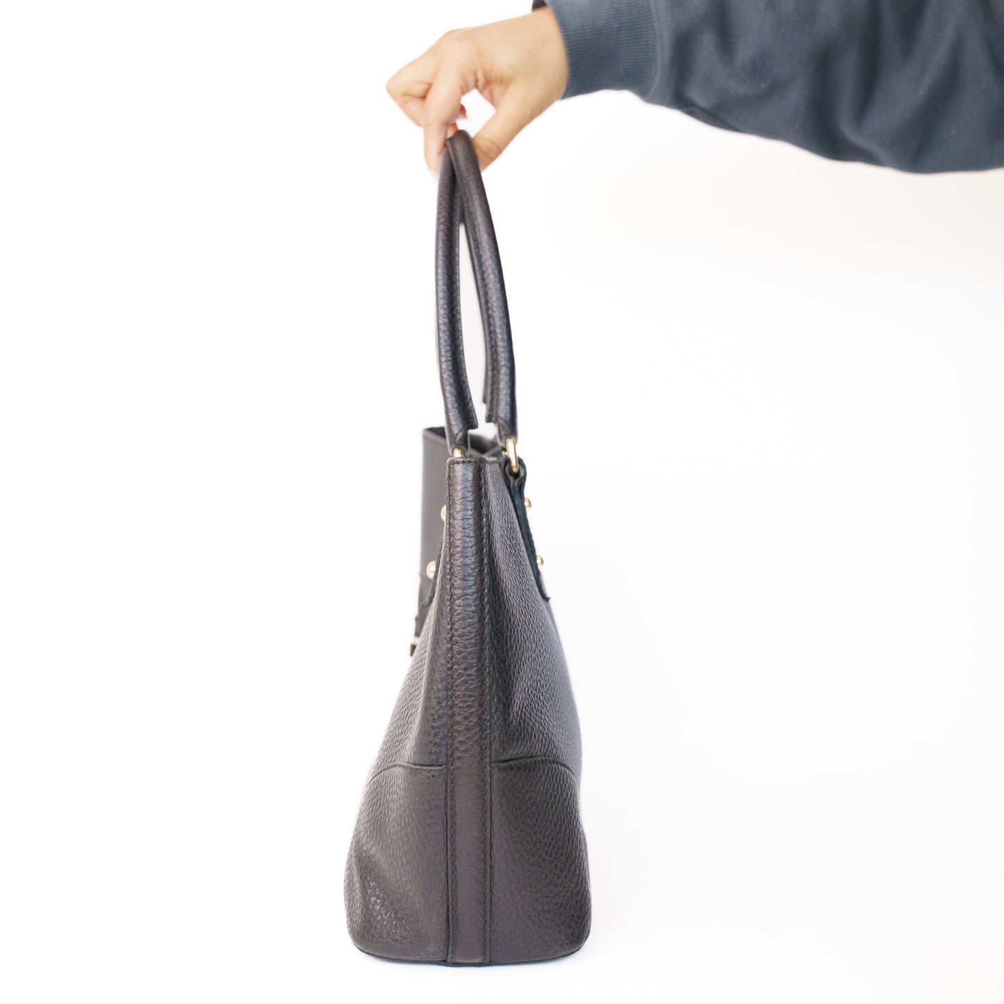 Gucci Horsebit Hasler Tote Bag in Black Grained Leather 290126B09