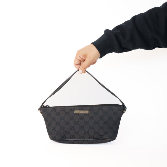 Gucci Boat Bag in Black Canvas 290126B11
