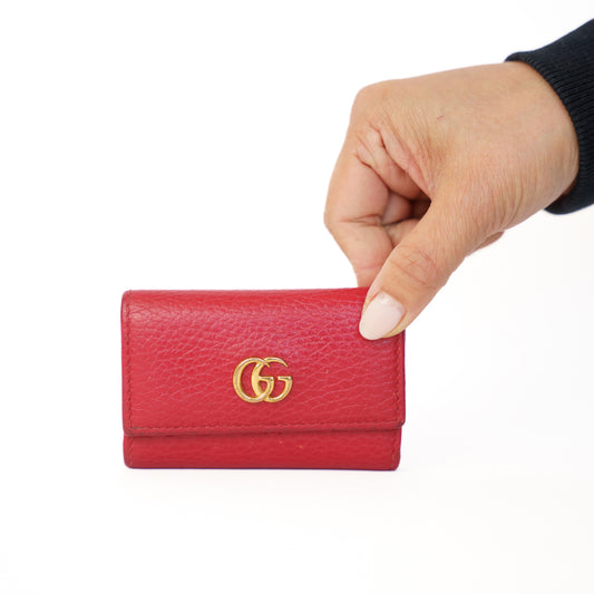 Gucci 6 Key Holder in Red Grained Leather 290126B30