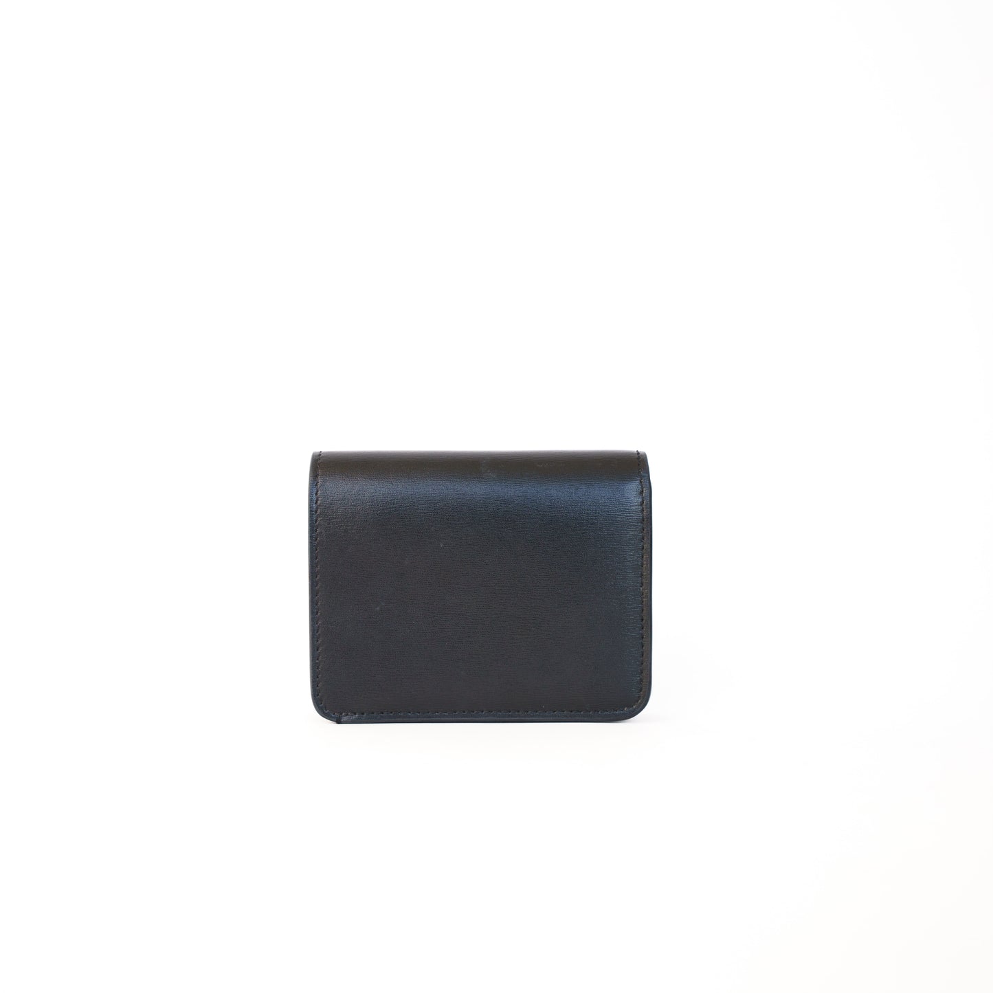Celine Triomphe Compact Wallet in Black Leather 290126B36