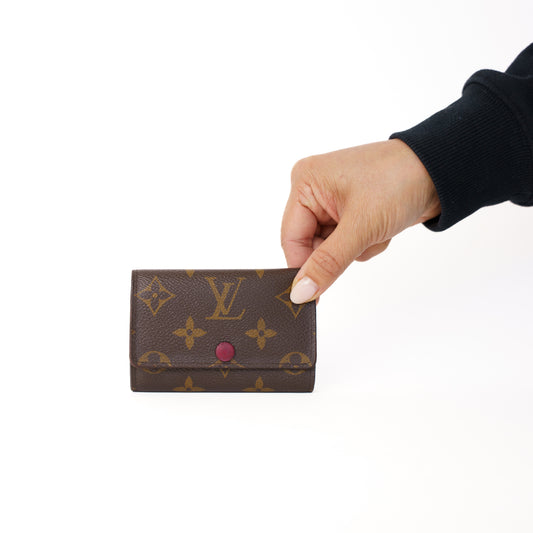 Louis Vuitton 6 Key Holder in Monogram with Fuschia Interior 280126B08