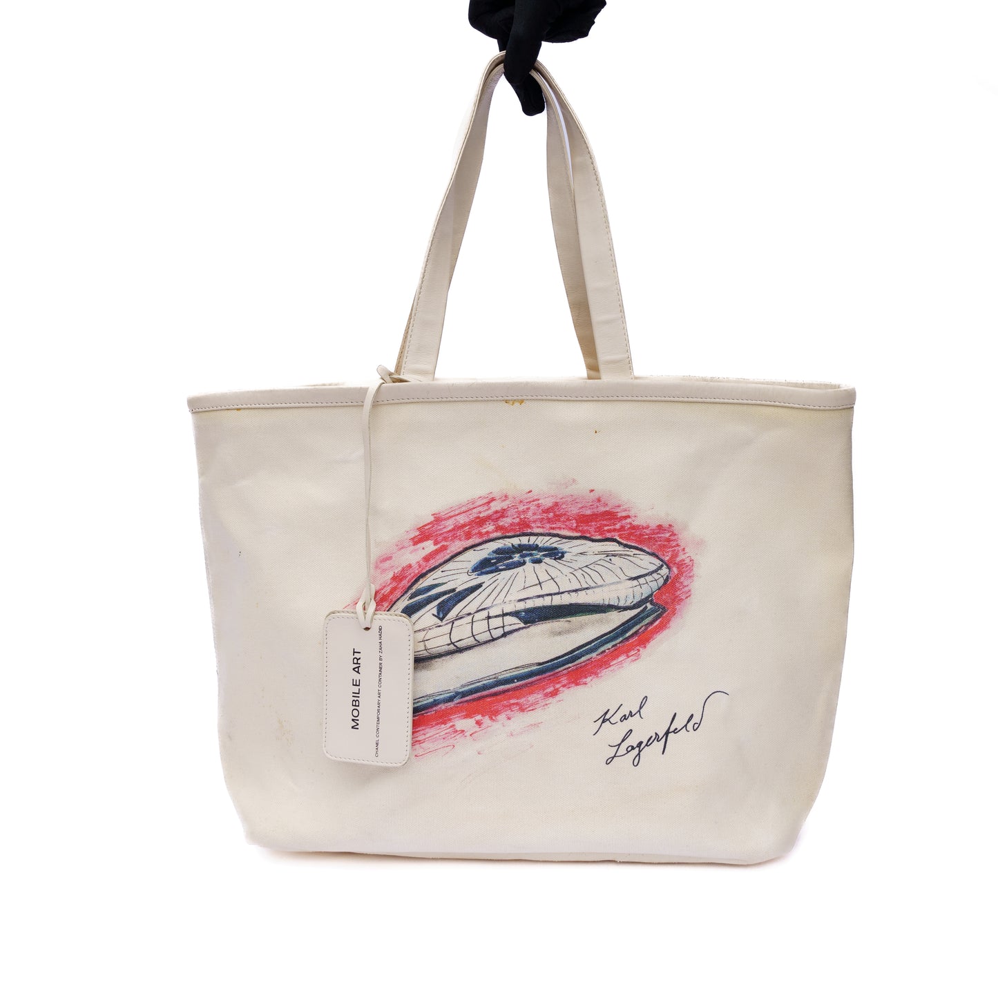 Chanel Karl Lagerfeld White Canvas Tote Bag