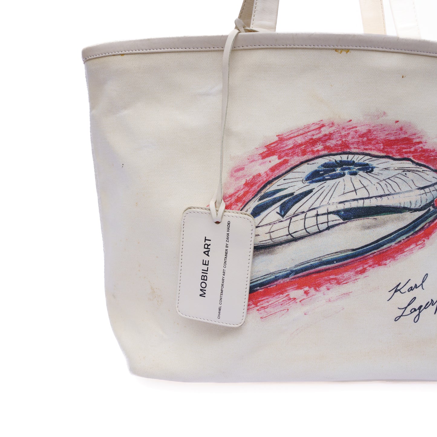 Chanel Karl Lagerfeld White Canvas Tote Bag