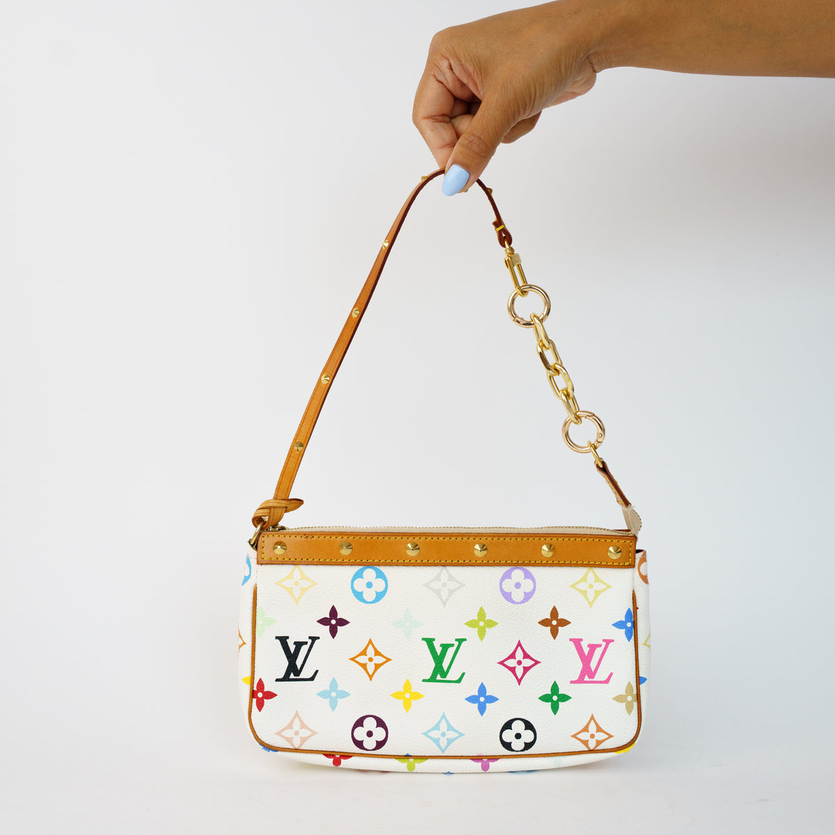 Louis Vuitton Pochette Accesoires X Takashi Murakami in Multicolor Blanc 010926W08