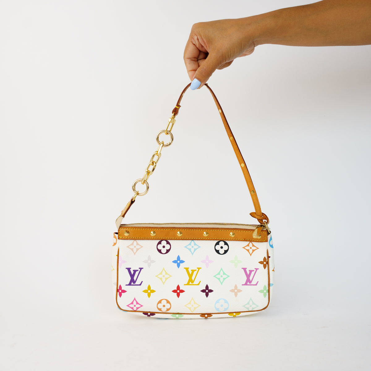 Louis Vuitton Pochette Accesoires X Takashi Murakami in Multicolor Blanc 010926W08