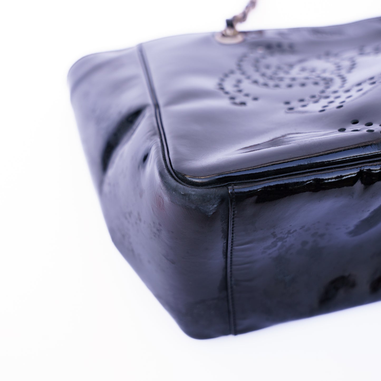 Chanel Small Black Patent Tote with Silver Hardware 261125B09