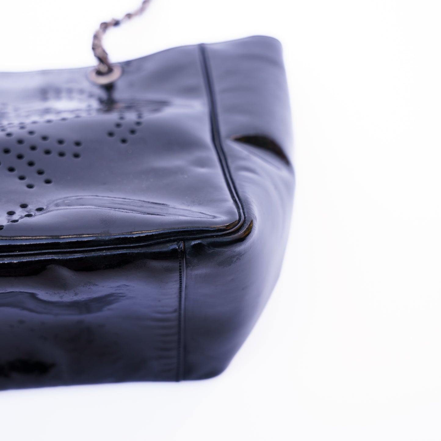 Chanel Small Black Patent Tote with Silver Hardware 261125B09