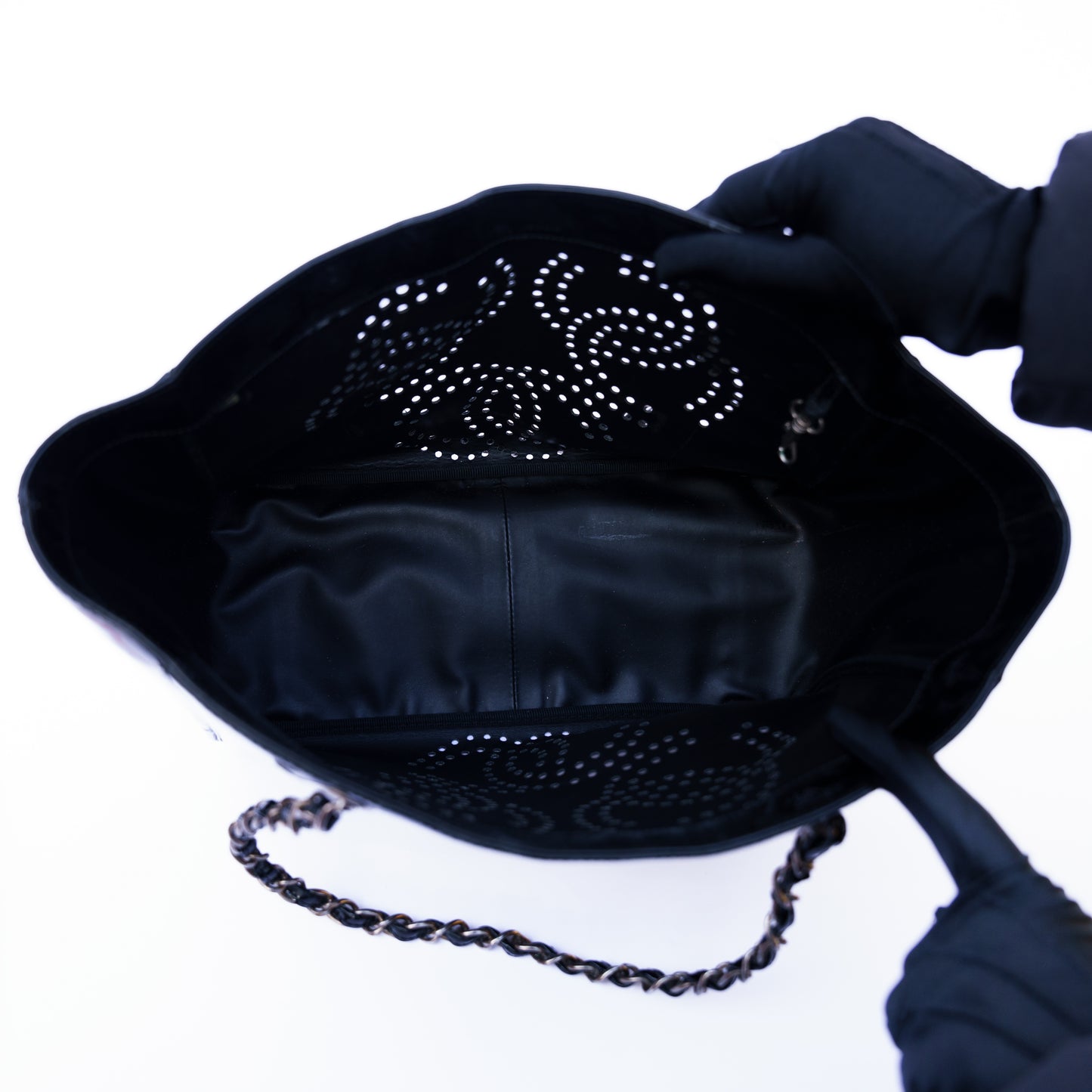 Chanel Small Black Patent Tote with Silver Hardware 261125B09