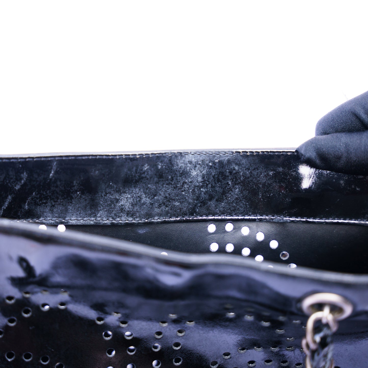 Chanel Small Black Patent Tote with Silver Hardware 261125B09