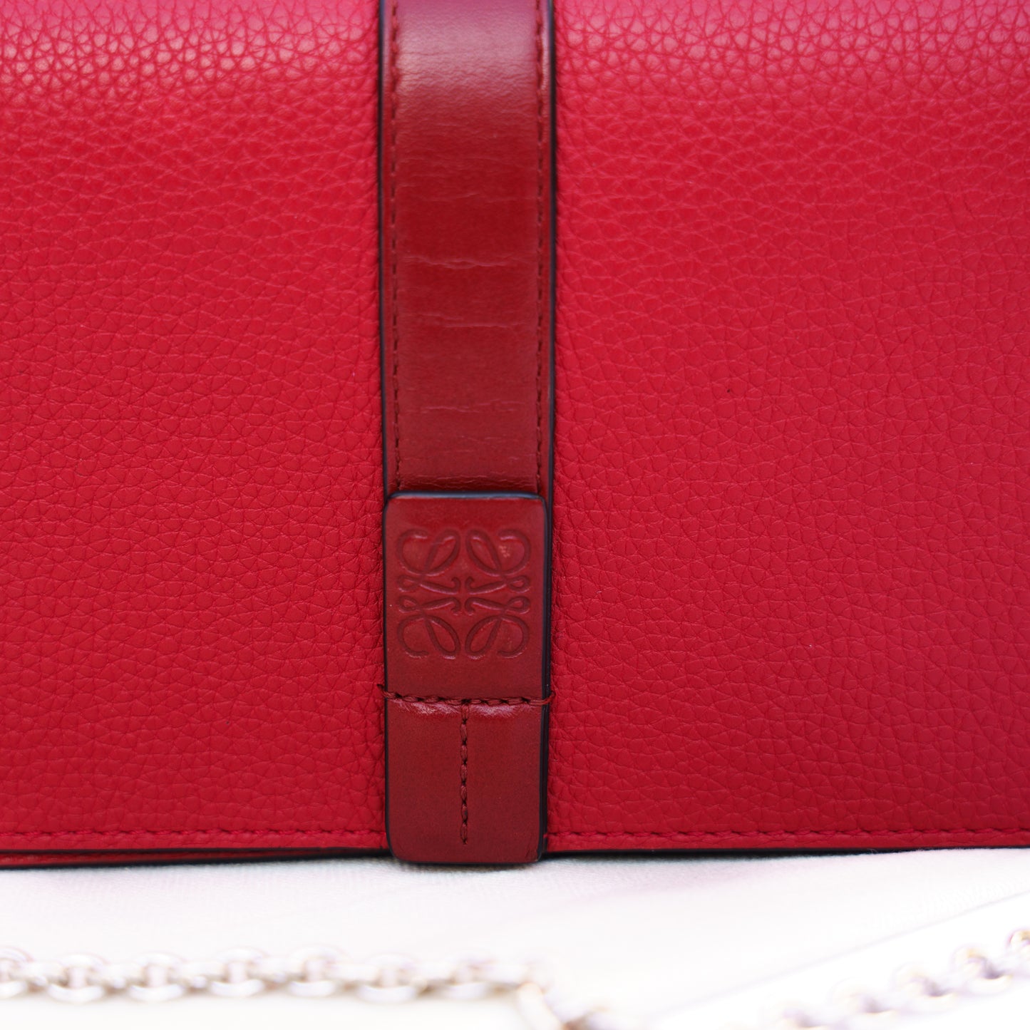 Loewe Wallet on Chain in Red Leather with Silver hardware