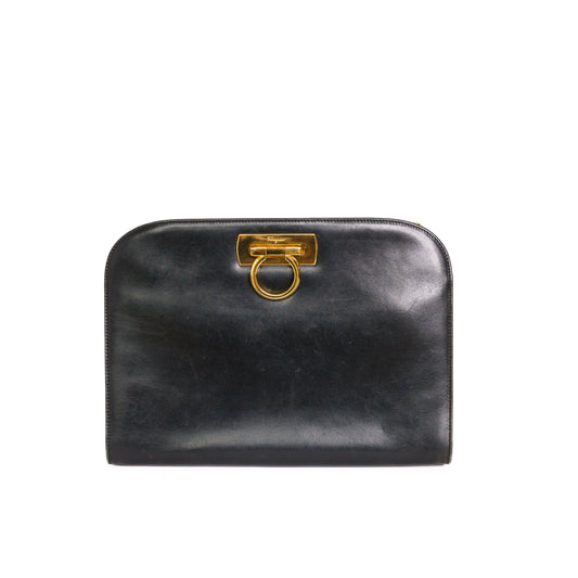 Salvatore Ferragamo Black Vintage Clutch