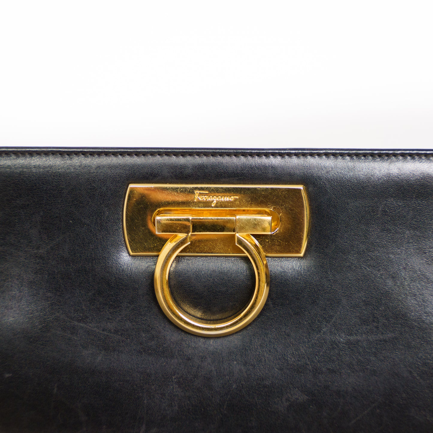 Salvatore Ferragamo Black Vintage Clutch