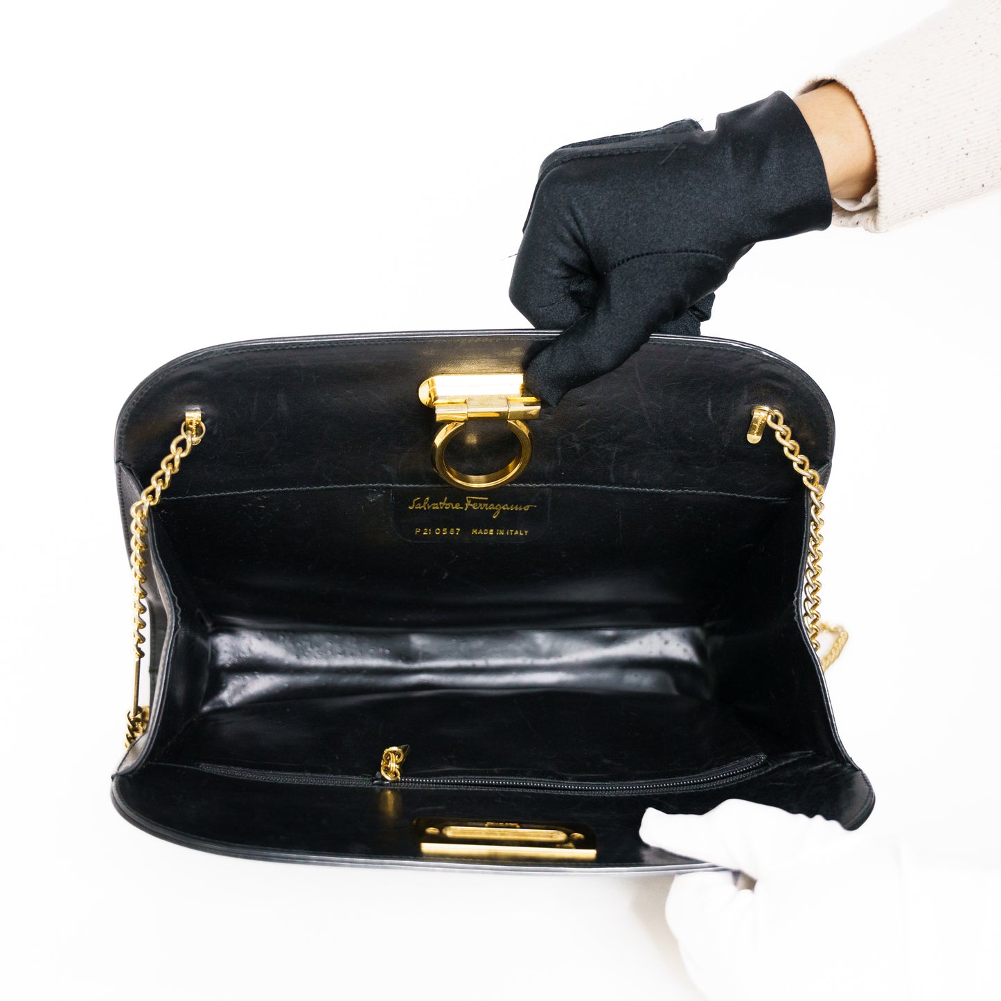 Salvatore Ferragamo Black Vintage Clutch