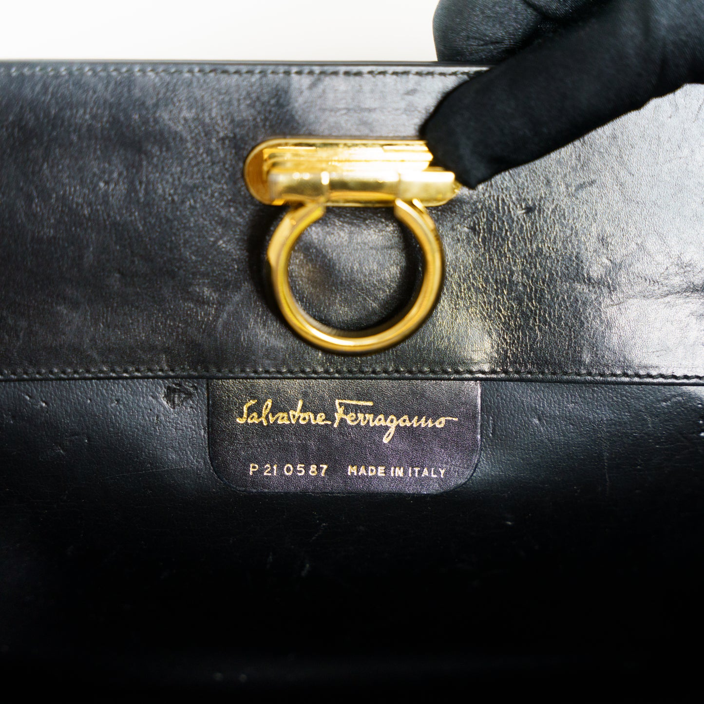 Salvatore Ferragamo Black Vintage Clutch