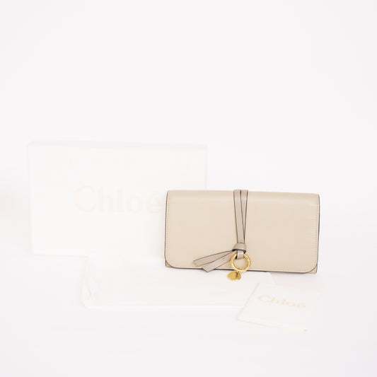 Chloe Alphabet Continental Wallet Purse with Flap Grained Leather 211124B210