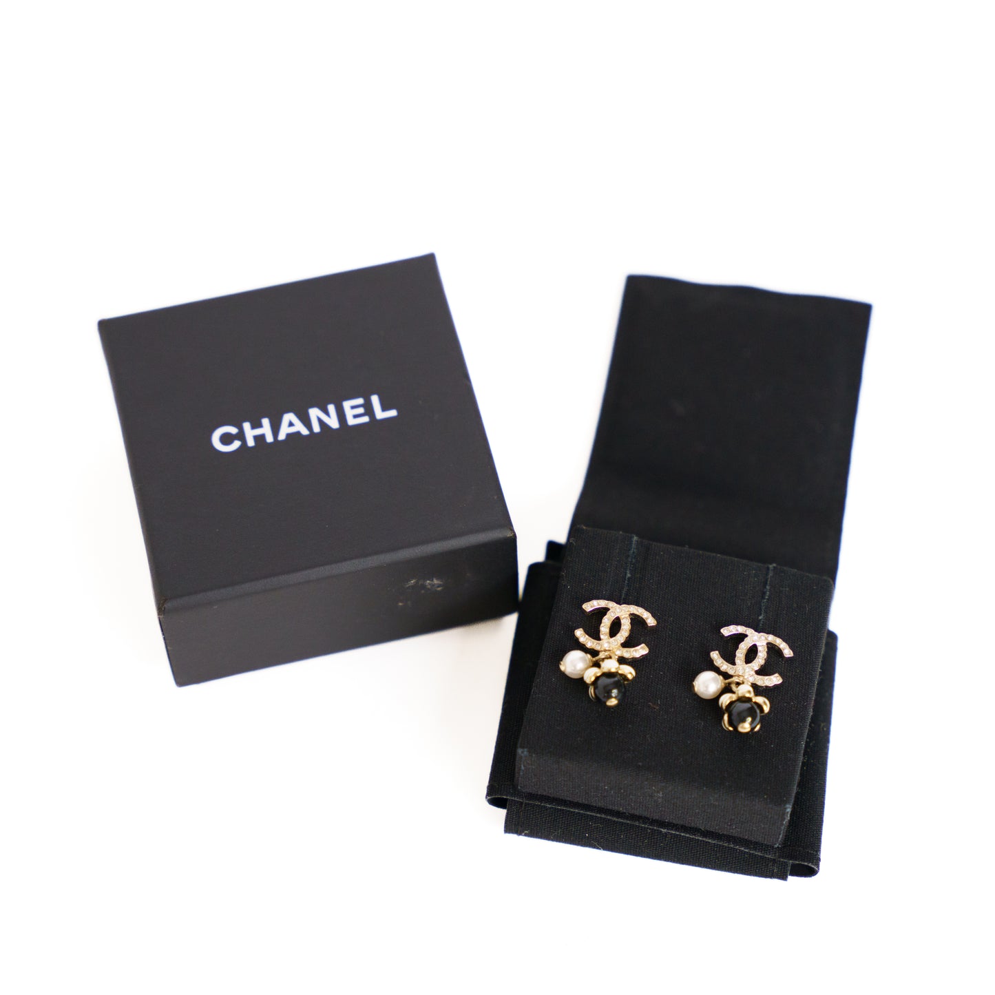 Chanel Embellished CC Logo Drop Earrings