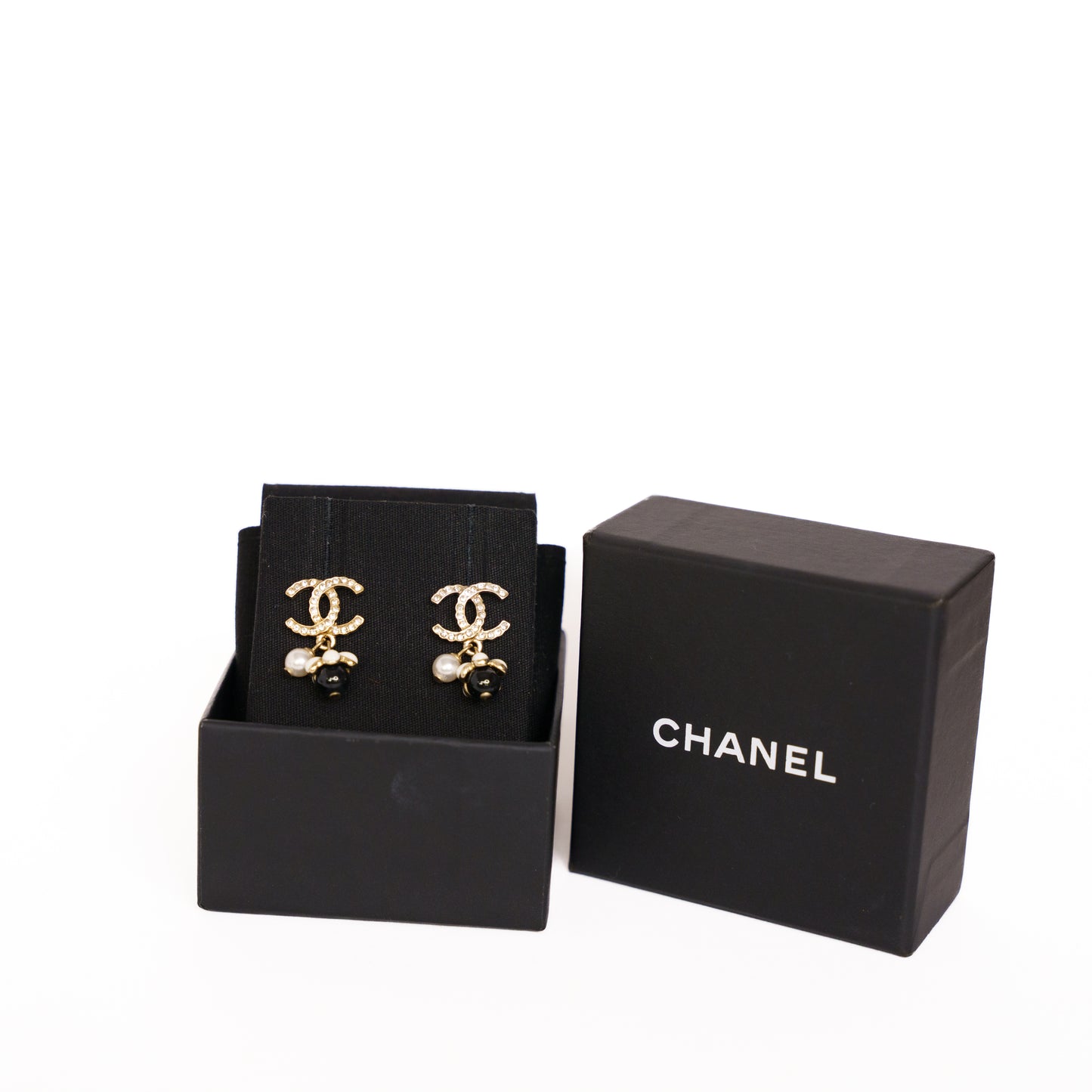 Chanel Embellished CC Logo Drop Earrings