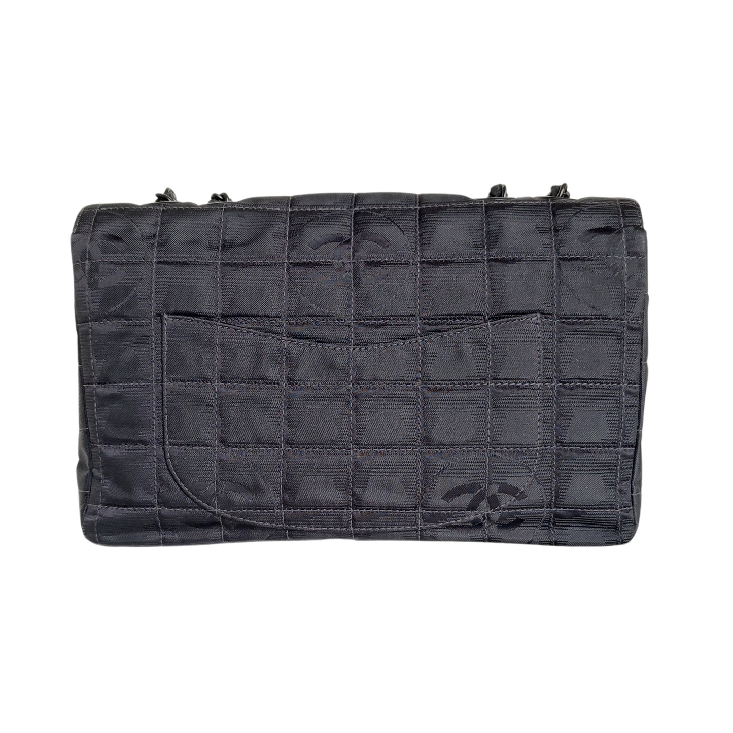 Chanel 2002 Black Medium Flap Travel line in Black Hardware