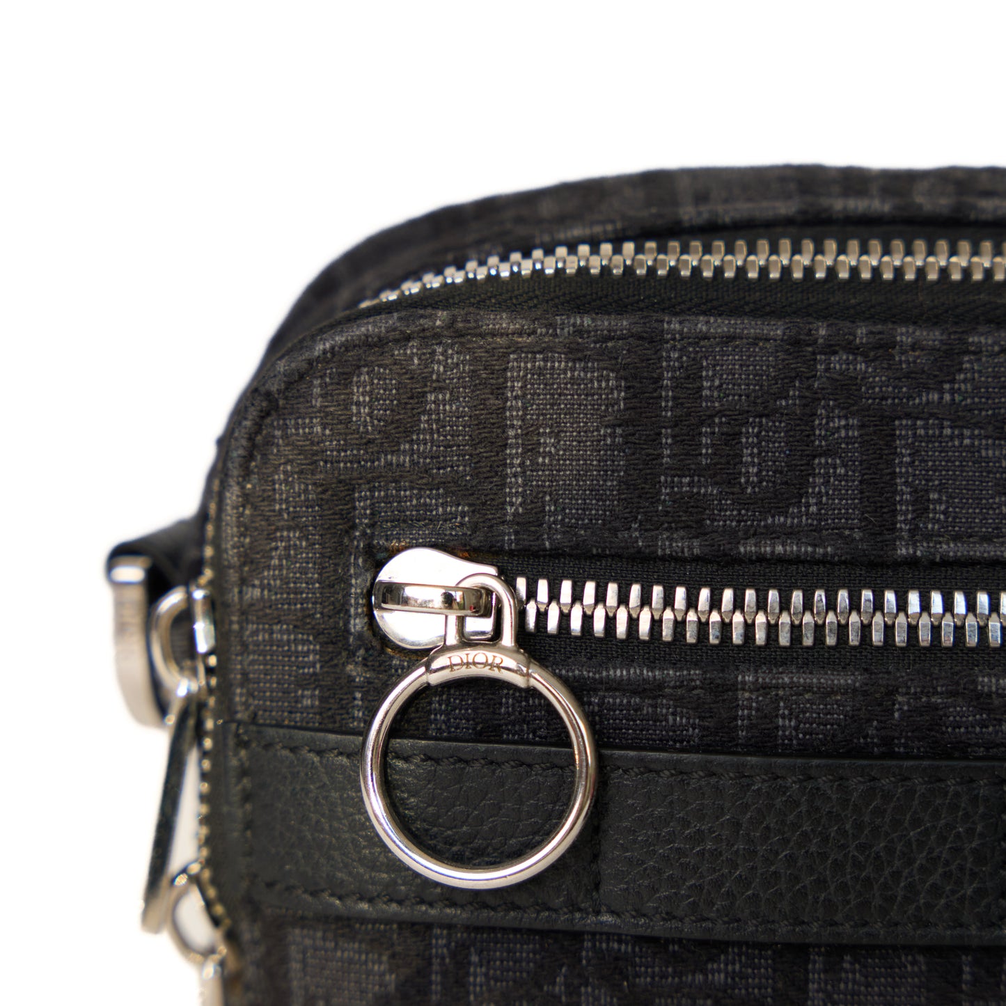 Christian Dior Black Oblique Jacquard Safari Bag with Strap