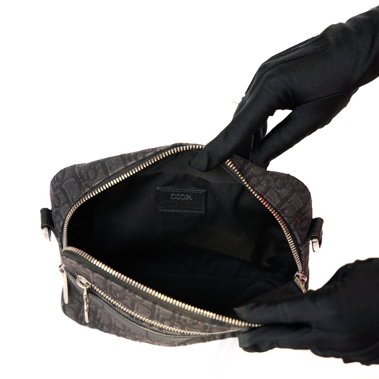 Christian Dior Black Oblique Jacquard Safari Bag with Strap