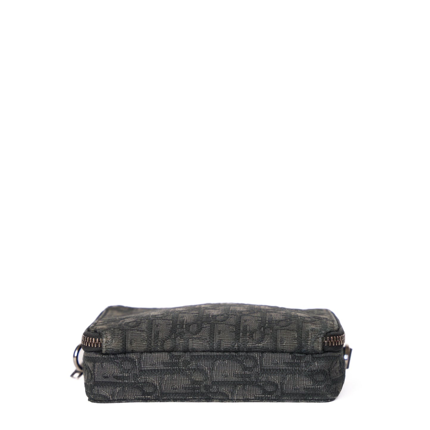 Christian Dior Black Oblique Jacquard Zipped Pouch with Strap