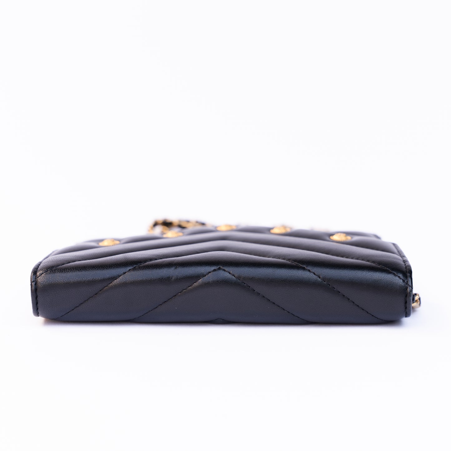 Chanel WOC Wallet on Chain Chevron in Black Lambskin with Gold Hardware