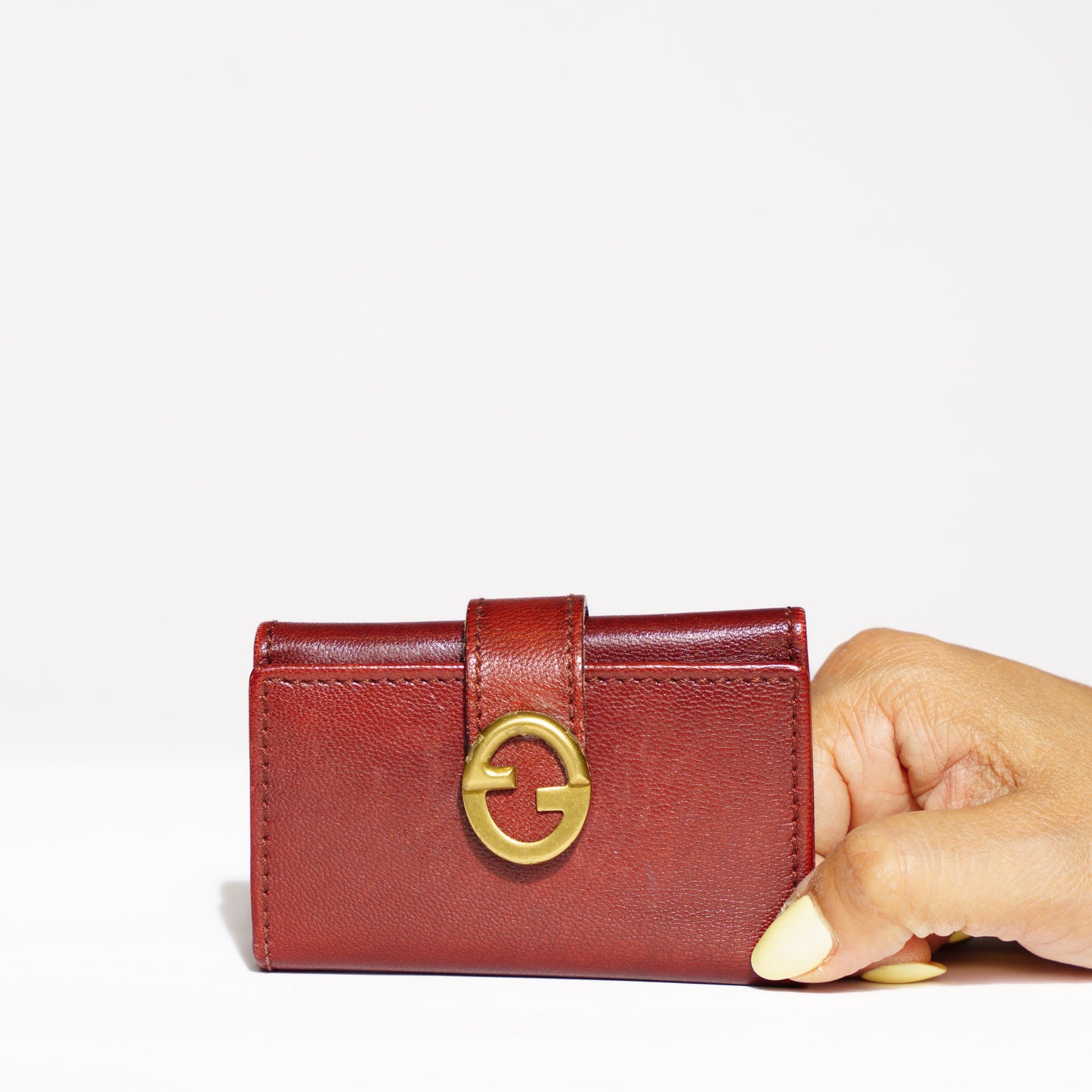 Gucci 6 Key Holder in Dark Burgundy Leather