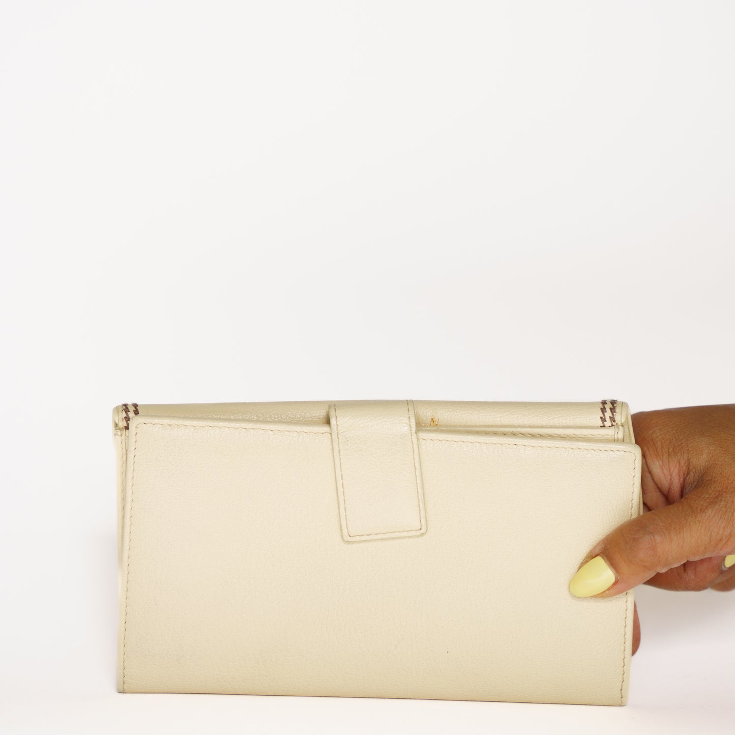 Christian Dior Saddle Wallet in Cream Leather