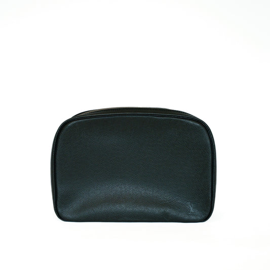Louis Vuitton Toiletry Clutch Bag in Black Taiga Leather CA2121