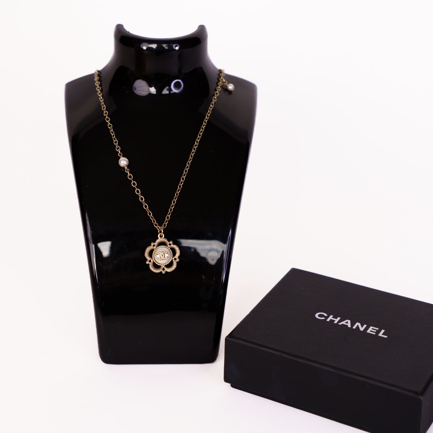 Chanel Camellia Pearl Pendant Necklace