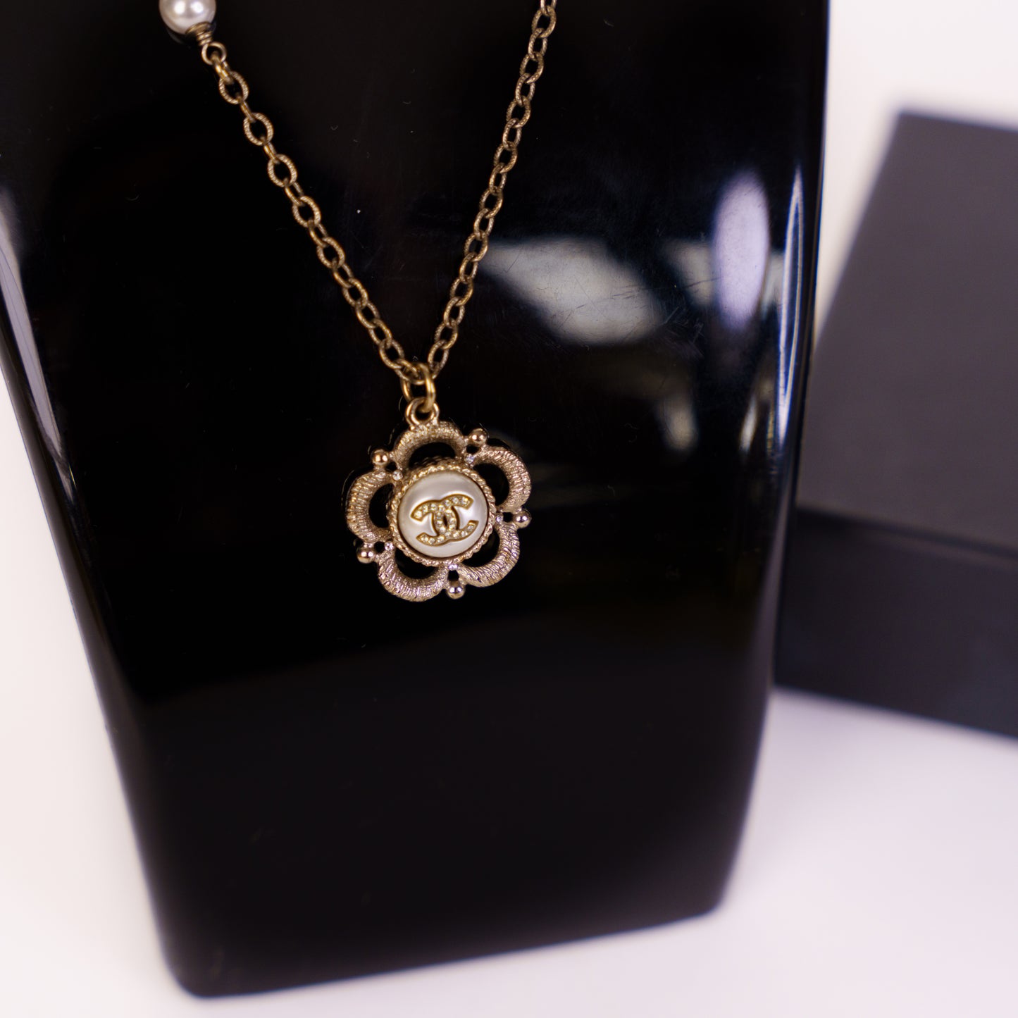 Chanel Camellia Pearl Pendant Necklace