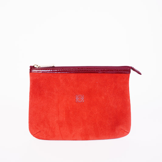 Loewe Suede Orange Cosmetic Pouch 021224B323
