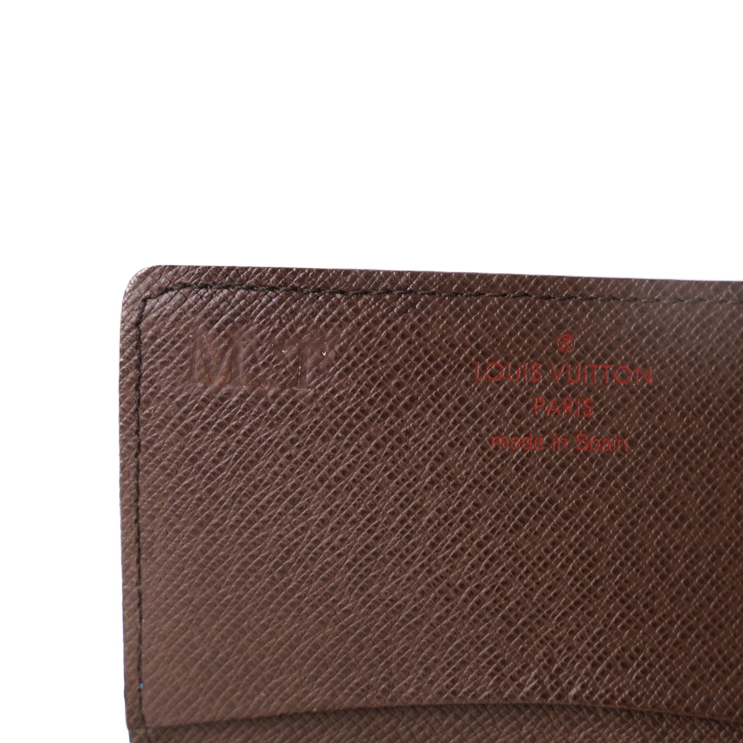 Louis Vuitton Business Card Holder in Damier Ebene with M.T. Initial 050226X101