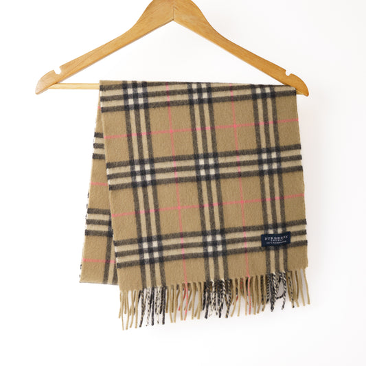 Burberry Cashmere Beige Check Scarf 050226X35
