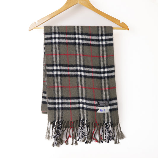 Burberry Lambswool Dark Grey Check Scarf 050226X34