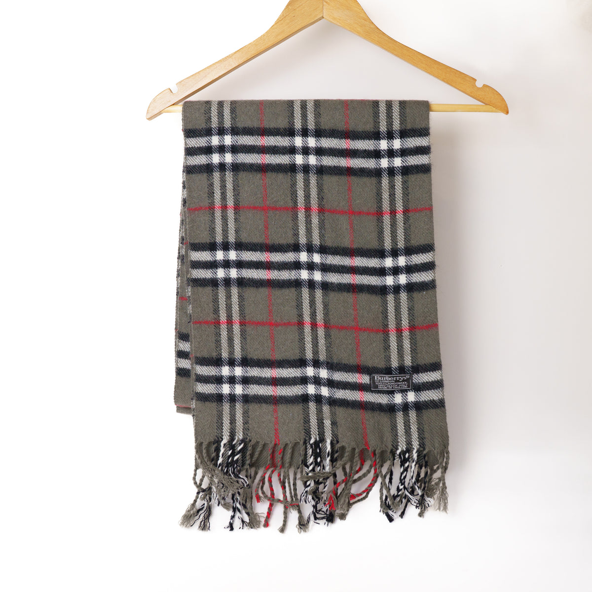 Burberry Lambswool Dark Grey Check Scarf 050226X34