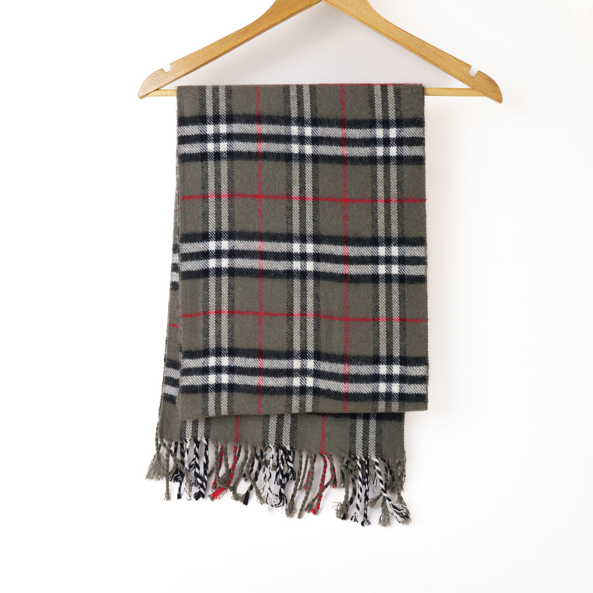 Burberry Lambswool Dark Grey Check Scarf 050226X34