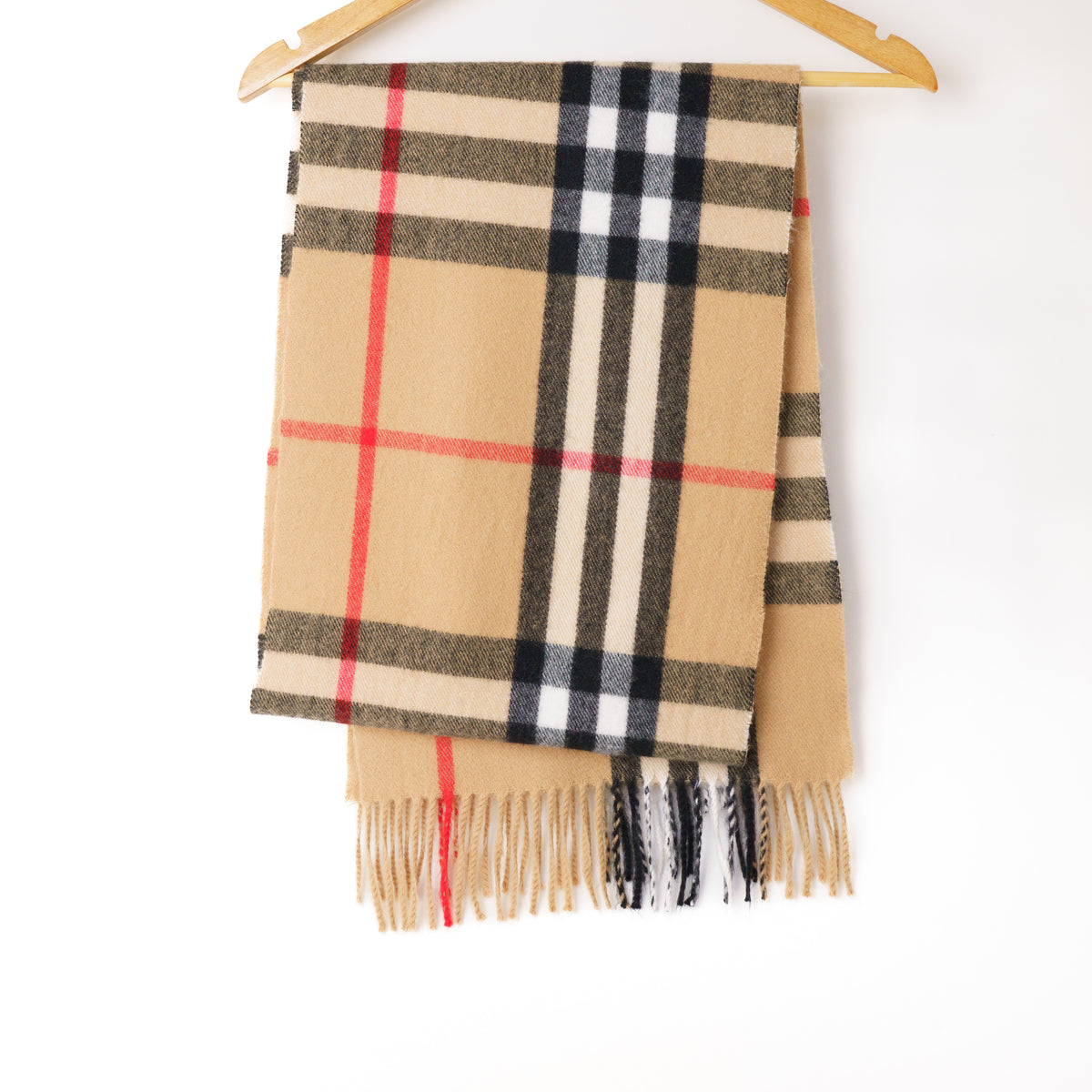 Burberry Cashmere Beige Check Scarf 050226A22