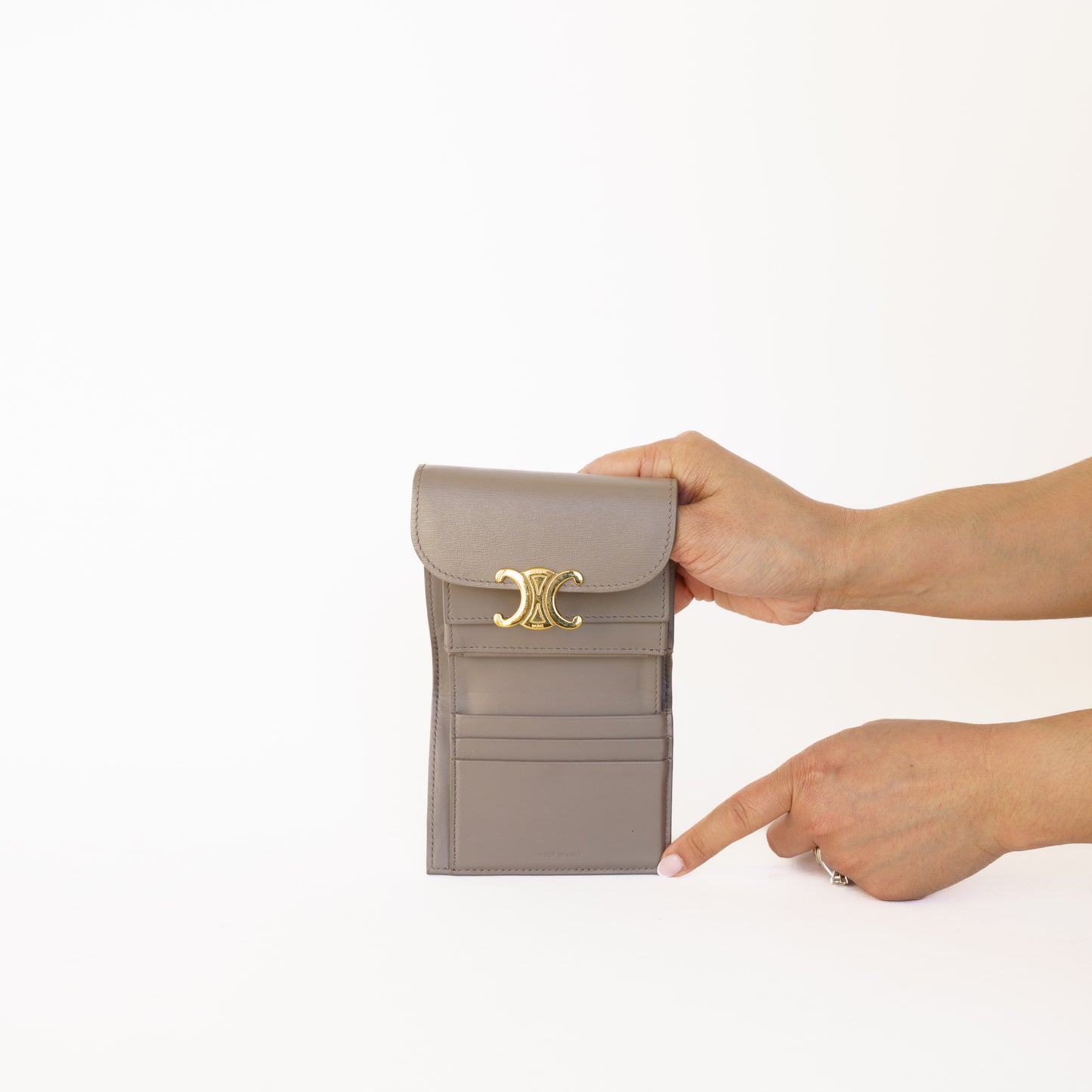 Celine Wallet with Coin in Pebble Shiny Calfskin  050326B12