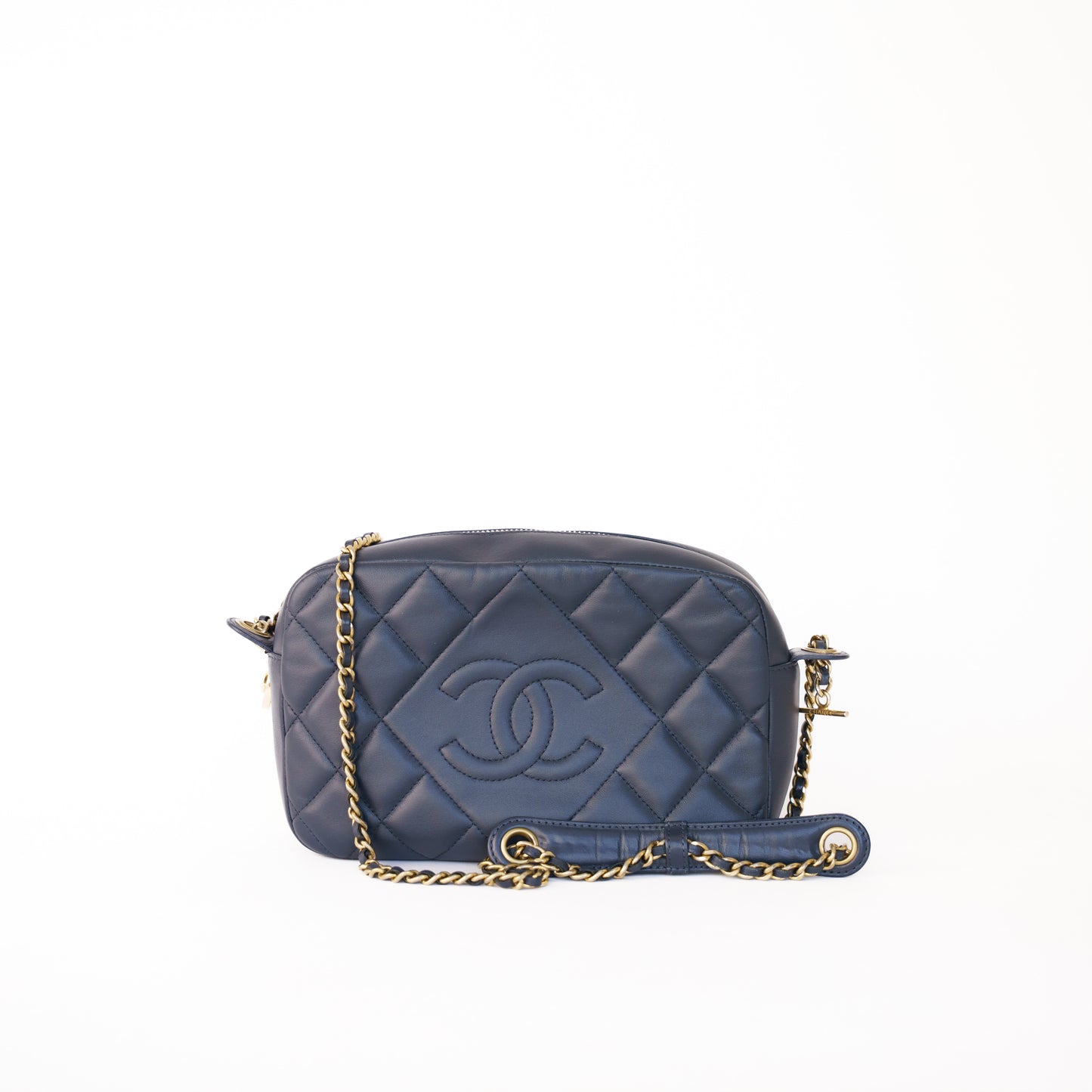 Chanel Quilted Lambskin Camera Bag in Navy 050326B03